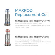 Freemax Maxpod NS Mesh Coil 1.0ohm & 1.5ohm Pack of 5x Replacement Coils
